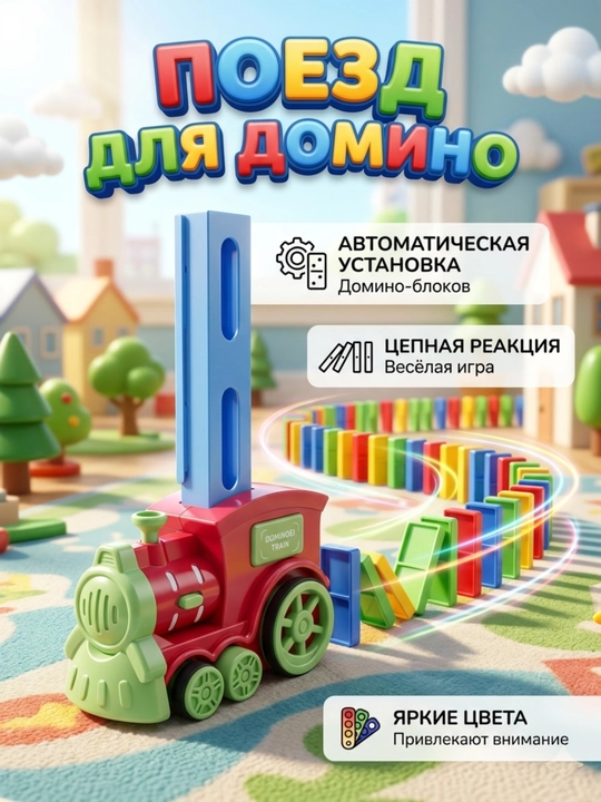 Domino Paravoz, musiqali, qiziqarli, 60 domino, bolalarning sevimli o'yinchog'i, 3+, Xitoy - 