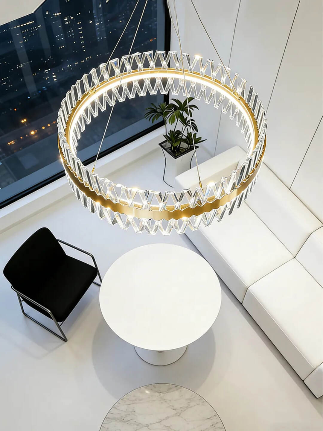 Люстра Modern Crystal Gold — LED, 60 и 80см, 120W, до 25m², 3 режима освещения