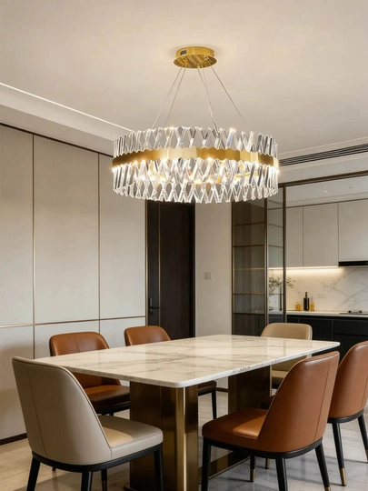 Люстра Modern Crystal Gold — LED, 60 и 80см, 120W, до 25m², 3 режима освещения