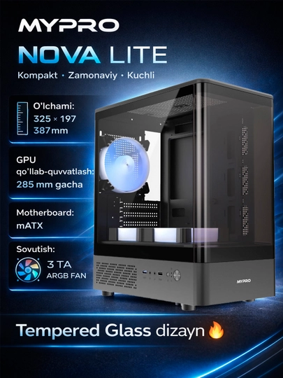 Пустой корпус, MYPRO NOVA для ПК , 3 RGB  кулера