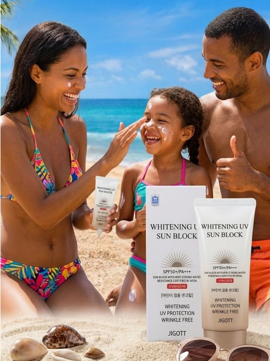 Jigott Whitening UV Sun Block SPF50+/PA+++— quyoshdan himoya qiluvchi va oqartiruvchi krem