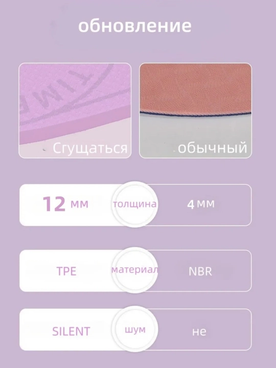 Коврик для фитнеса и йоги, 183 x 61 см, нескользящий