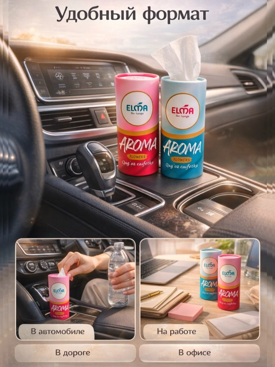 ELMA Decor Qog‘oz salfetkalar tuba ichida, 40 dona, 3 qatlamli