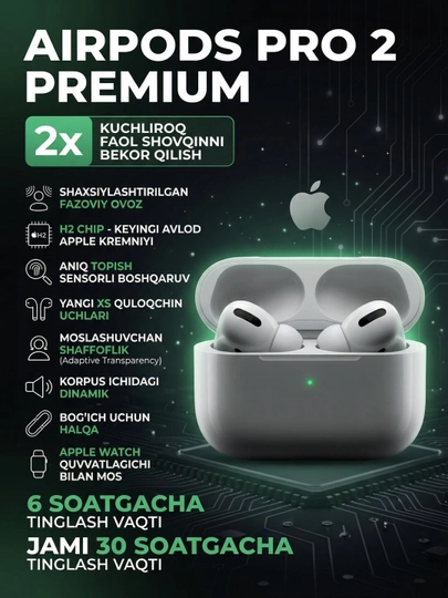 Беспроводные наушники Pods Pro 2, сенсорные  для iPhone и Android