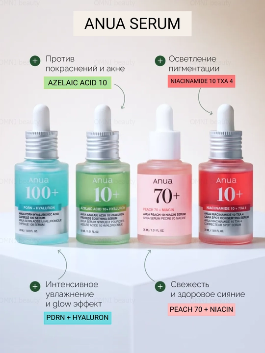Yuz uchun zardob Anua PDRN, niacinamide, azelaic acid, pigmentatsiyaga qarshi, yaltiroqlik