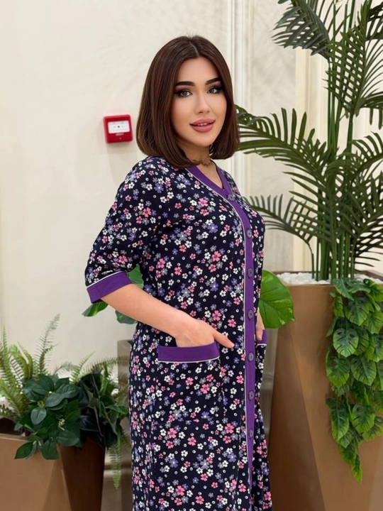 Tugmali ayollar uy xalati
