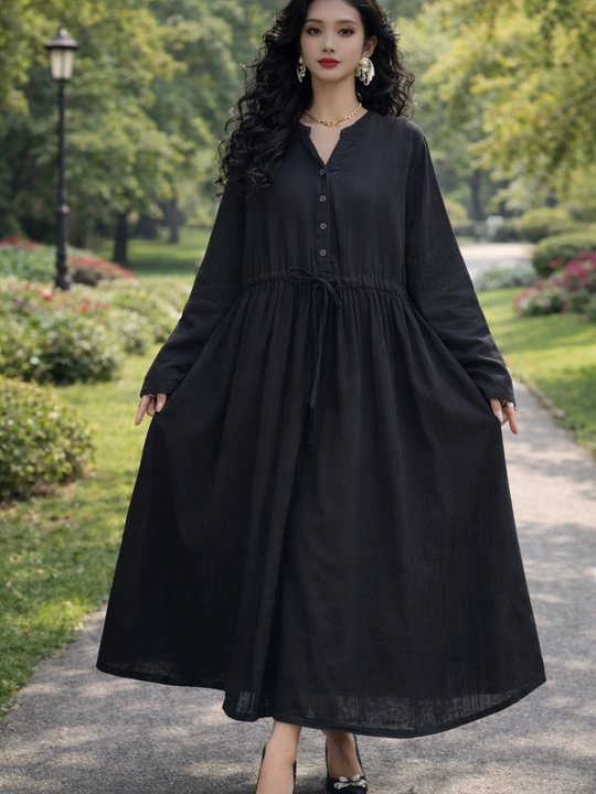 Женское платье, хлопок + лен, летнее, oversize, 48–54, французская длина, свободное, повседневное - 