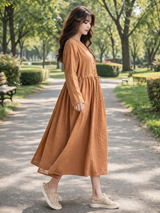 Женское платье, хлопок + лен, летнее, oversize, 48–54, французская длина, свободное, повседневное