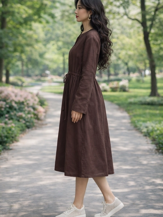 Женское платье, хлопок + лен, летнее, oversize, 48–54, французская длина, свободное, повседневное