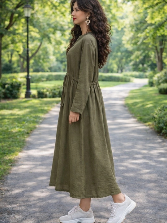 Женское платье, хлопок + лен, летнее, oversize, 48–54, французская длина, свободное, повседневное