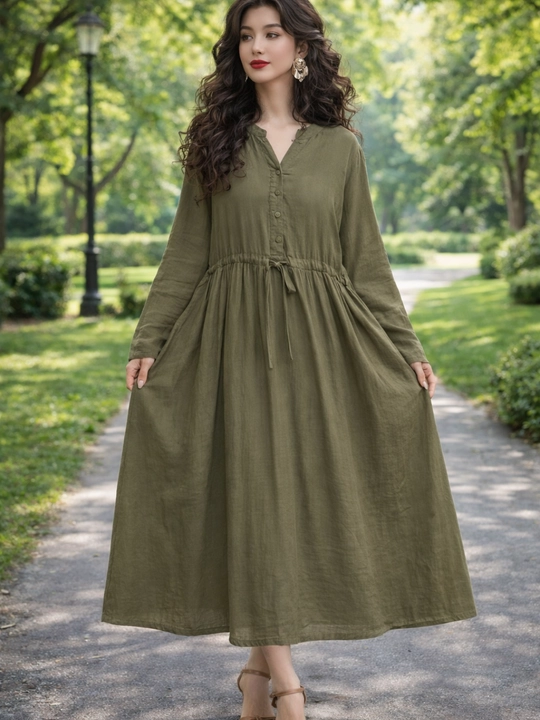 Женское платье, хлопок + лен, летнее, oversize, 48–54, французская длина, свободное, повседневное - 