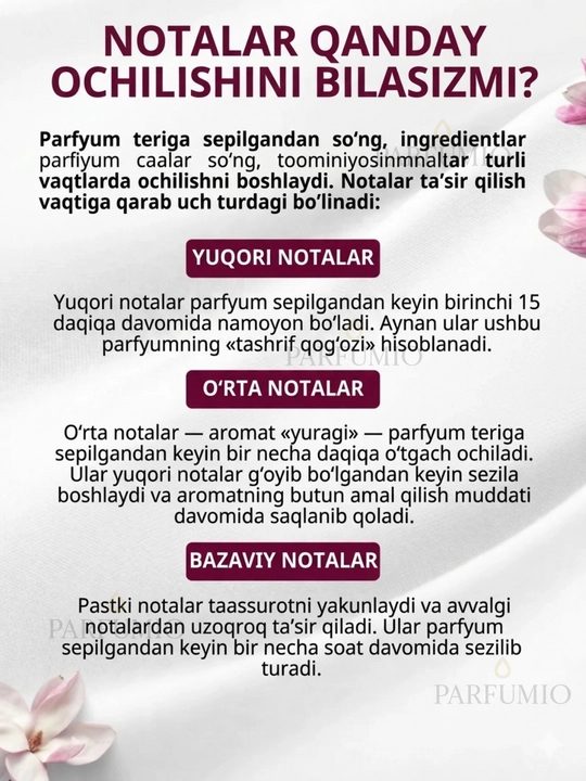 Ayollar atiri, Baccarat, Now Rave, Kirke, 1 ml, 3 ml, 5 ml, 10 ml, 20 ml