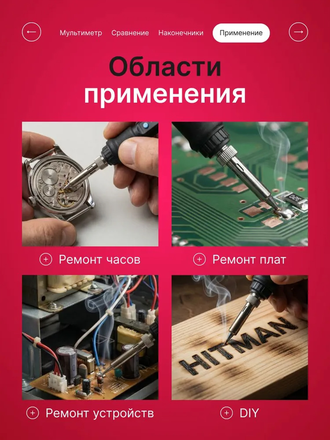 Паяльник 80Вт с регулировкой температуры, набор 21 предмет с мультиметром
