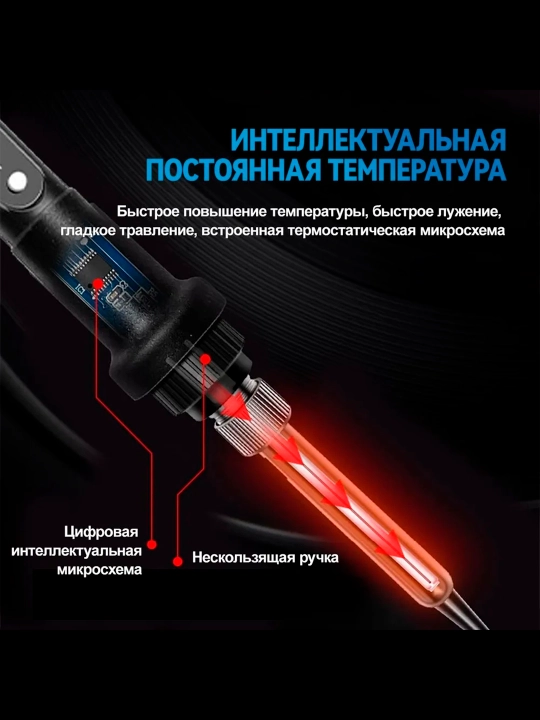 Паяльник 80Вт с регулировкой температуры, набор 21 предмет с мультиметром