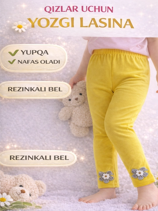 Qizlar uchun yozgi losina 1 dona paxtali yumshoq cho‘ziluvchan qulay - 