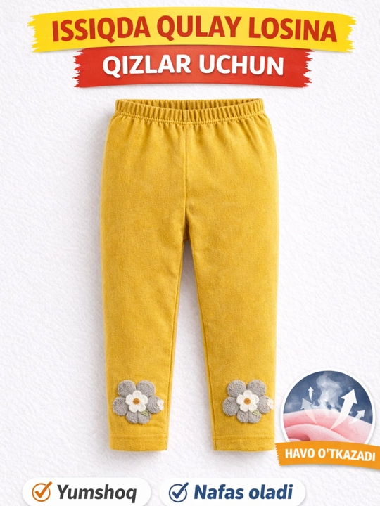 Qizlar uchun yozgi losina 1 dona paxtali yumshoq cho‘ziluvchan qulay