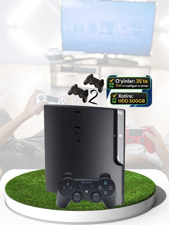PlayStation 3 Slim с играми и 2 джойстиками - 