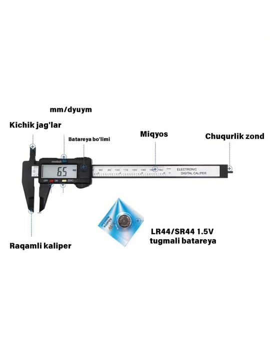 Raqamli Shlangrej 150mm Metall Kaliper LED Displey