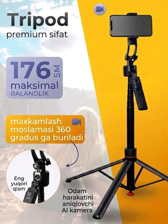 Selfie Stick R1-L telefonlar uchun qulay va ko‘chma selfie tayoqchasi - 