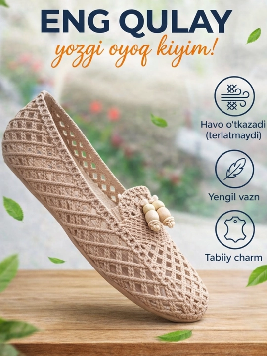 Ayollar rezina mokasinlari, 36-41-o‘lchamlar