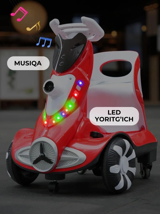 Sovun pufakchalari generatori va musiqali bolalar elektromobili 2-si 1-da