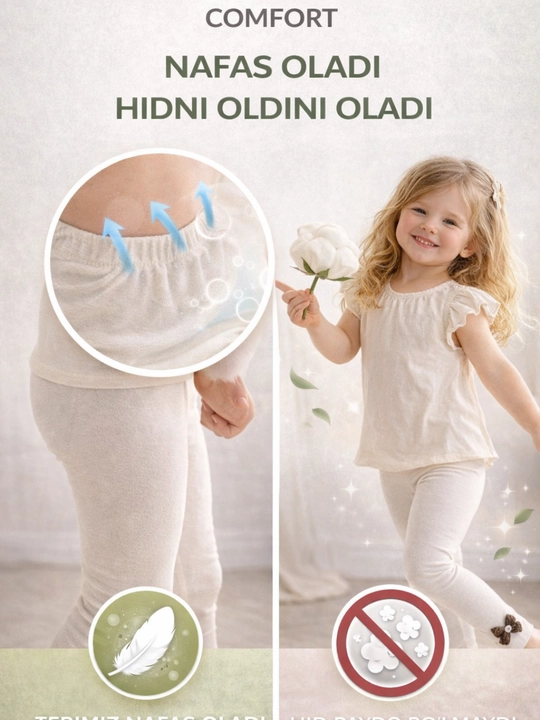 Qizlar uchun yozgi losina 95% paxta yupqa qulay rezinkali bolalar losina 1 dona