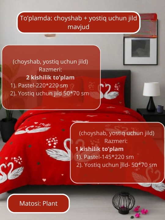 Ikki kishilik va bir kishilik choyshablar to‘plami