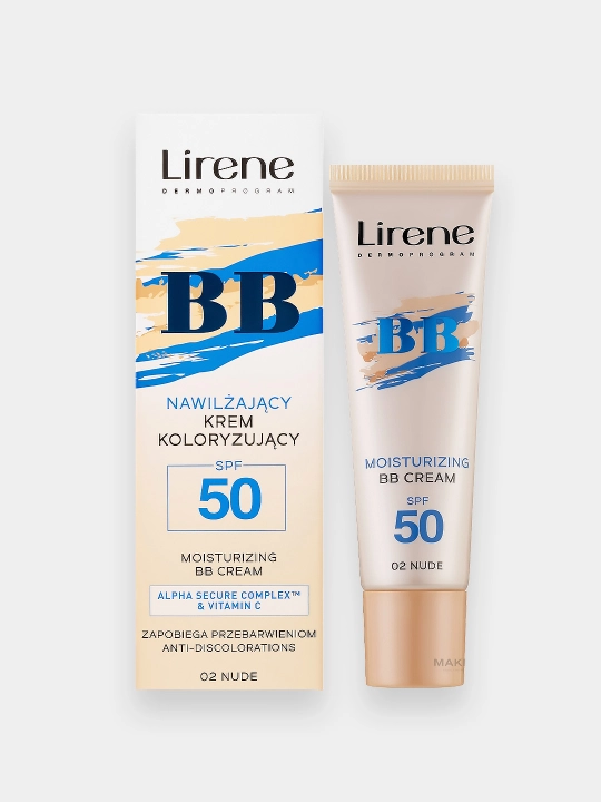 Yuz uchun tonal krem LIRENE BB, namlantiruvchi, SPF50, No02 nude, 30 ml - 