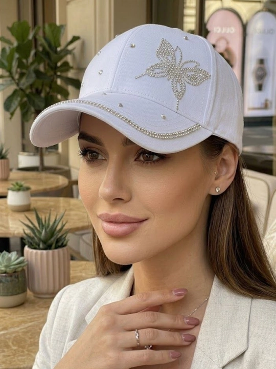 Женская и девичья кепка с бабочкой, весенняя и летняя бейсболка со стразами