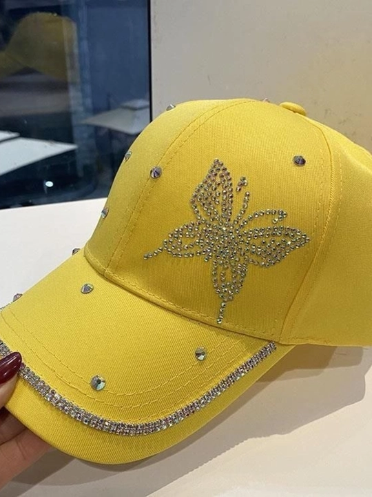 Ayollar va qizlar uchun kapalakli nafis kepka, bahorgi va yozgi toshli beysbolka - 