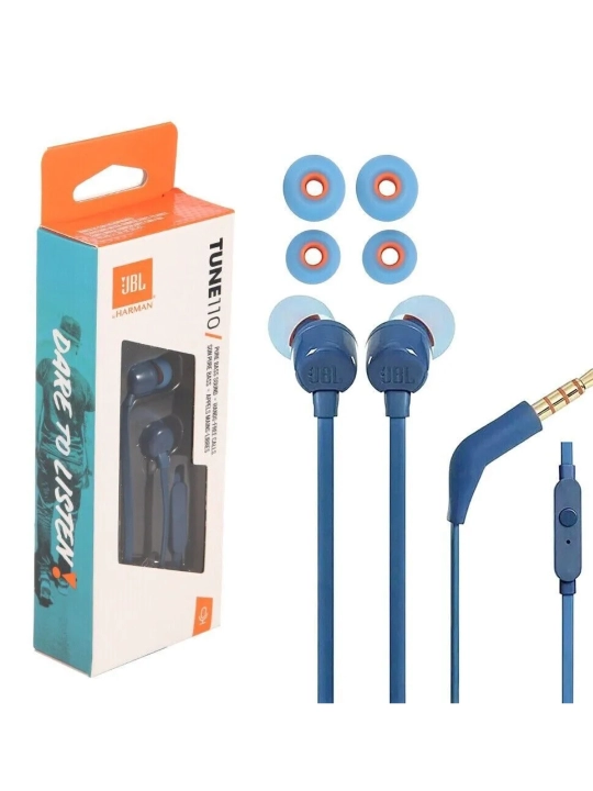 Наушники проводные JBL T110, внутриканальные, с микрофоном, 3,5 мм