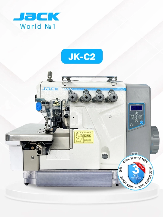 Jack C2 sanoat overloki, 4 ipli overlok mashina, tikuv mashinasi overlok, avto kesish, LED - 