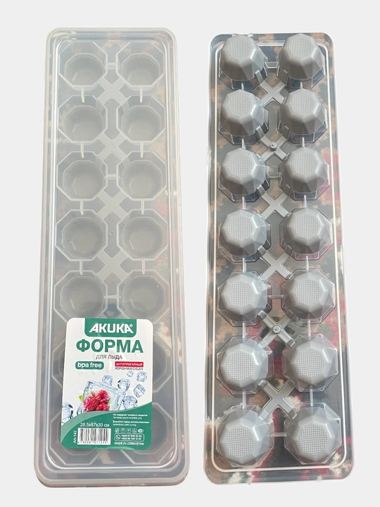 Форма для льда, пластиково-силиконовая форма для кубиков и фигурного льда, для морозильника - 