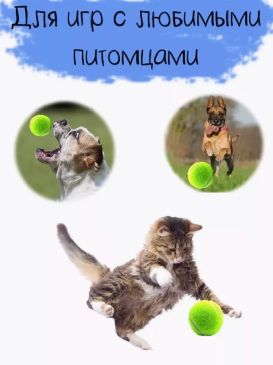 Большой мяч для тенниса, стирки, массажа и игр с домашними животными, 3 штуки