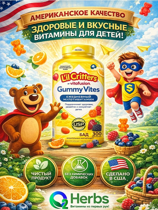 Мультивитамины для детей, L'il Critters, 300 мармеладок