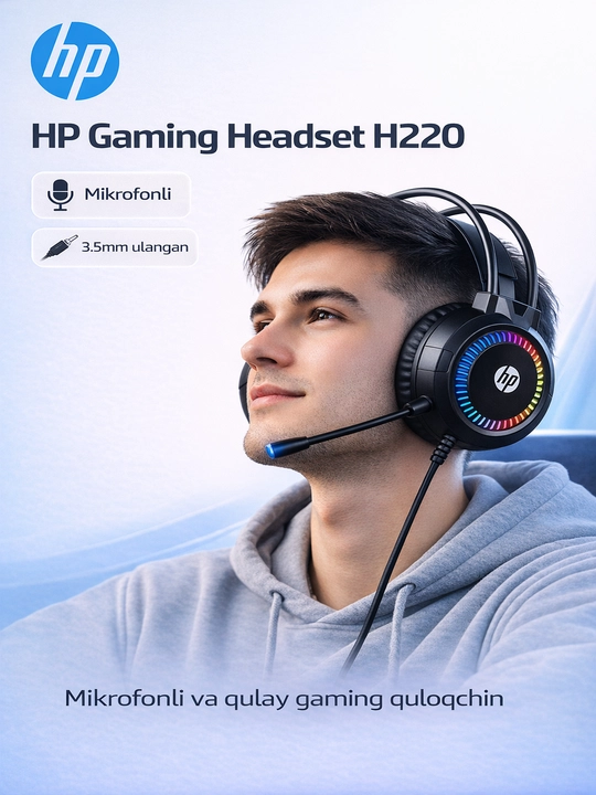HP DHE-8015U gaming quloqchin, mikrofonli, USB ulanish, kompyuter uchun