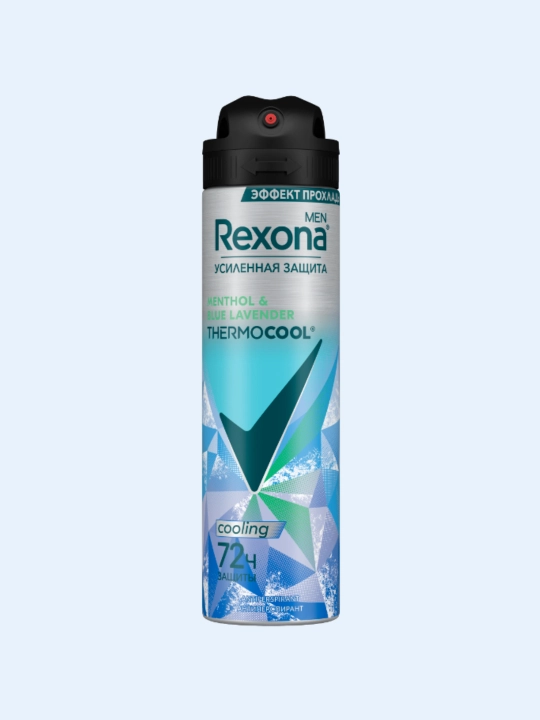 Дезодорант-спрей антиперспирант Rexona Men Menthol & Blue Lavender Thermocool, 150 мл - 