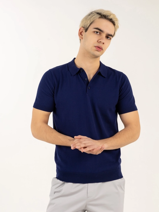 Erkaklar kalta yengli polo jemperi