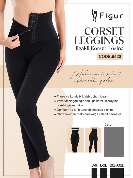 Ilgakli korsetli yuqori bel leggings – qomatni shakllantiruvchi va siquvchi model - 