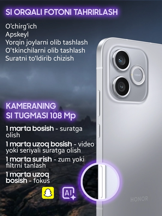 HONOR 600 Lite 5G zarbalarga chidamli smartfon, 8/256 GB, giftbox sov'gaga