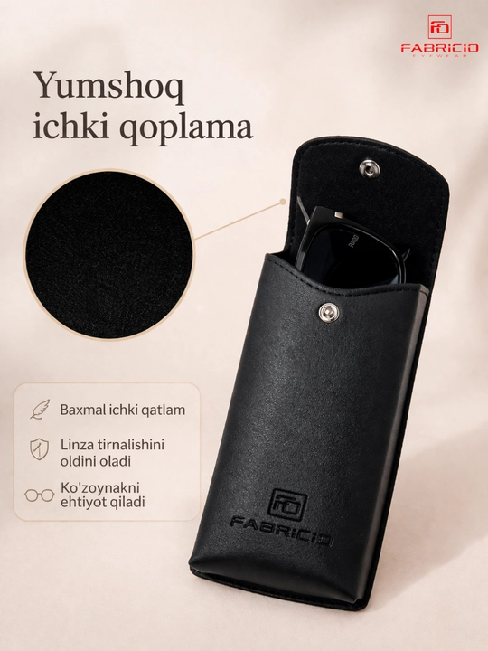 Футляр для очков от Fabricio, чехол для хранения очков, есть вариант с салфеткой