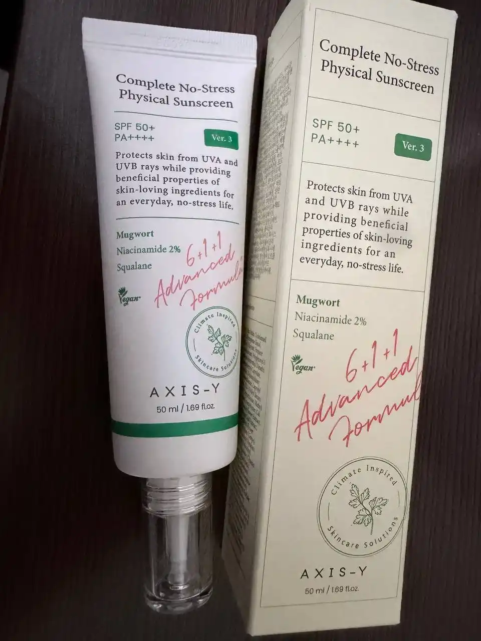 Quyoshdan himoya qiluvchi yengil mineral krem AXIS-Y Physical Sunscreen SPF50+ PA++++,50ml