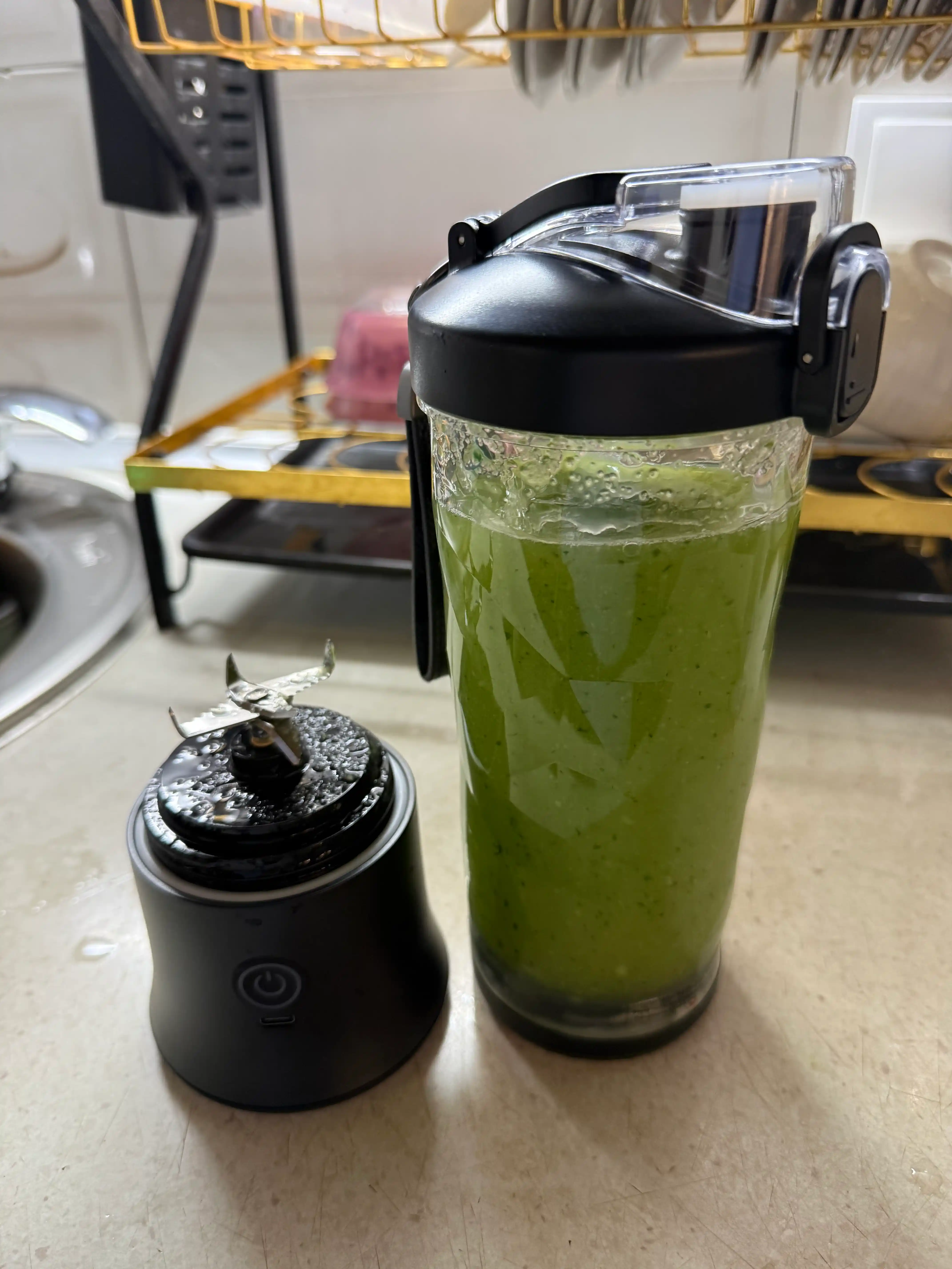 Portativ blender, qo‘l mini-sheykeri, 3 tasi 1 da, smuzi tayyorlash uchun, kuchli, 600 ml