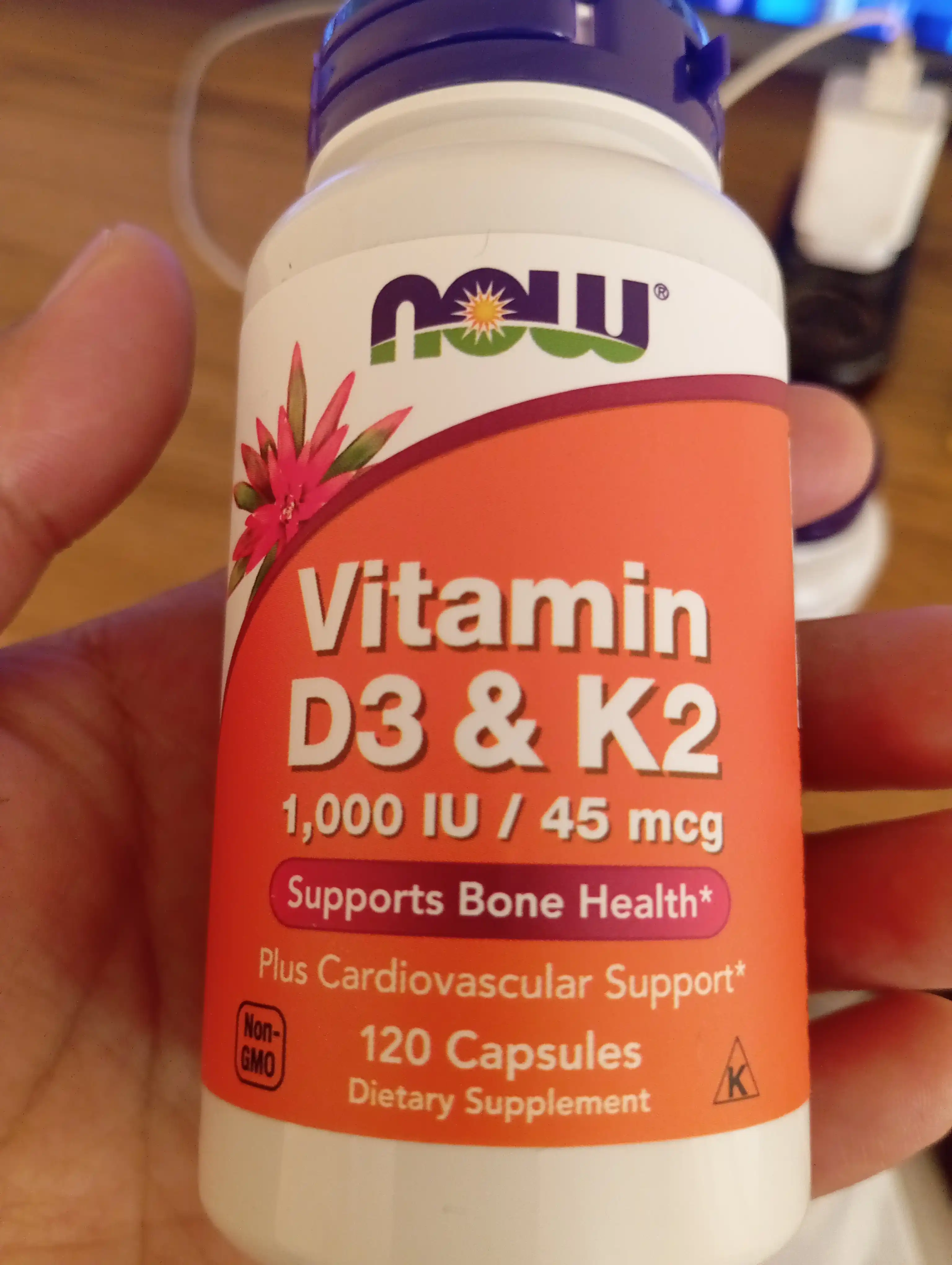 NOW FOODS, Витамин D3 и K2, 1000 ME / 45 мкг, 120 капсул, Халяль