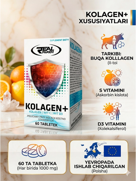 REAL PHARM Collagen+ Tabs — коллаген в таблетках для кожи, волос и суставов