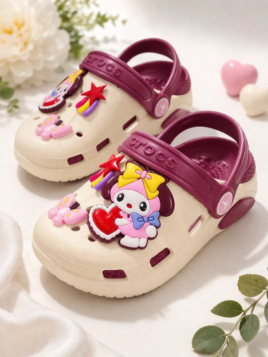 Bolalar kroks shippak, yengil va qulay, dekorli, yozgi sandal, orqa tasma