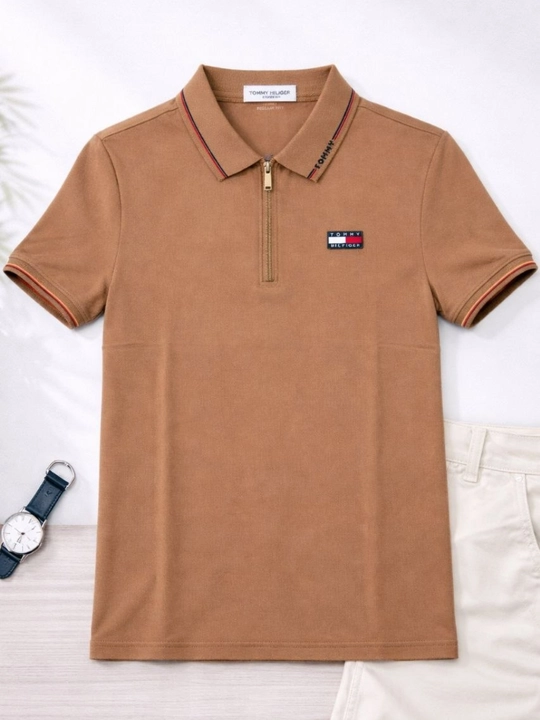 Zamonaviy Tommy Hilfiger finka yoqali erkaklar futbolkasi