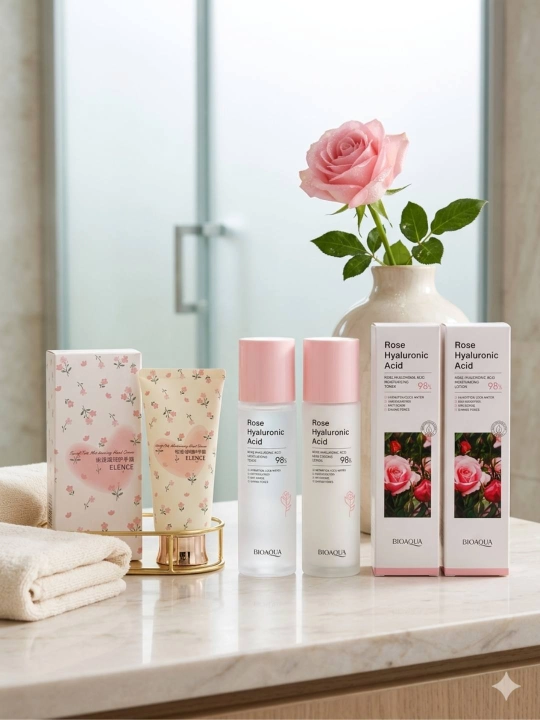 Набор для ухода Bioaqua Rose Hyaluronic Acid, 3 в 1 - 