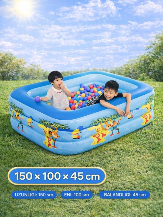 Надувной бассейн с мягким дном, надувной детский бассейн, 150×100×45 см