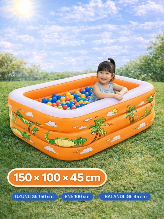 Надувной бассейн с мягким дном, надувной детский бассейн, 150×100×45 см
